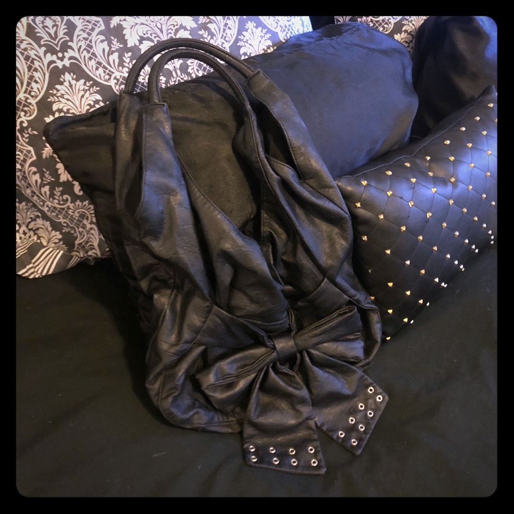 Cute studded bow slouchy purse